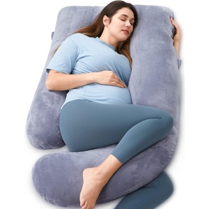 image:imageMomcozy Pregnancy Pillows with Cooling Cover U Shaped Full Body Maternity Pillow for Side Sleepers  Support for Back Legs Belly HIPS for Pregnant Women 57 Inch Pregnancy Pillow Mist BlueGrey